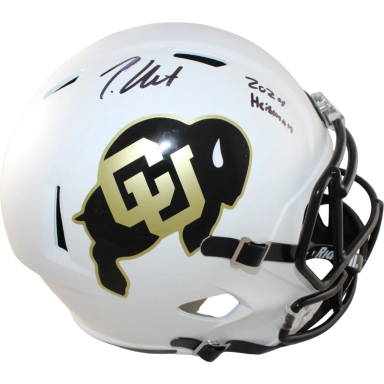Travis Hunter Signed Colorado Buffaloes F/S Helmet Heisman AS IS Beckett W 57950