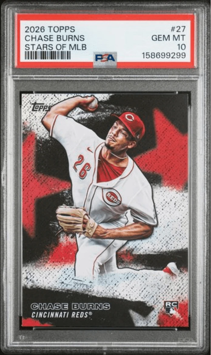 Graded 2026 Topps Chase Burns #27 Stars of MLB Rookie Baseball Card PSA 10