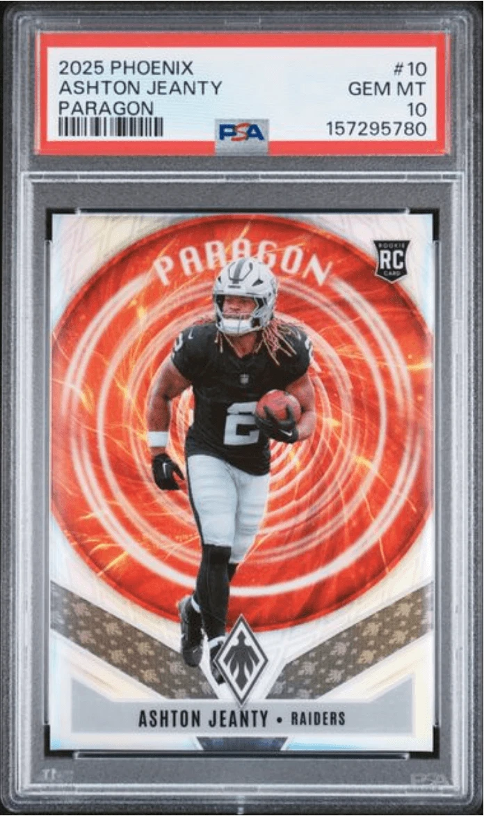 Graded 2025 Phoenix Ashton Jeanty #10 Paragon Rookie Football Card PSA 10