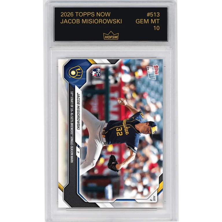 Graded 2026 Topps Now Jacob Misiorowski #513 Rookie Baseball Card HOFSM 10