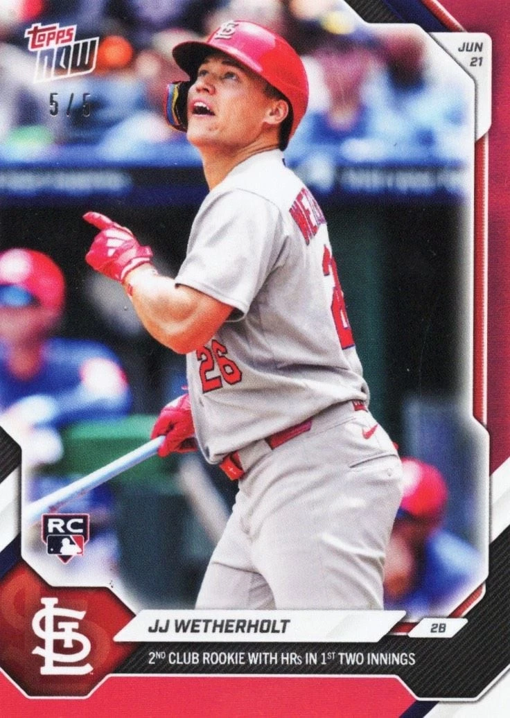 2026 Topps Now JJ Wetherholt #362 Red Foil /5 Rookie RC Baseball Card