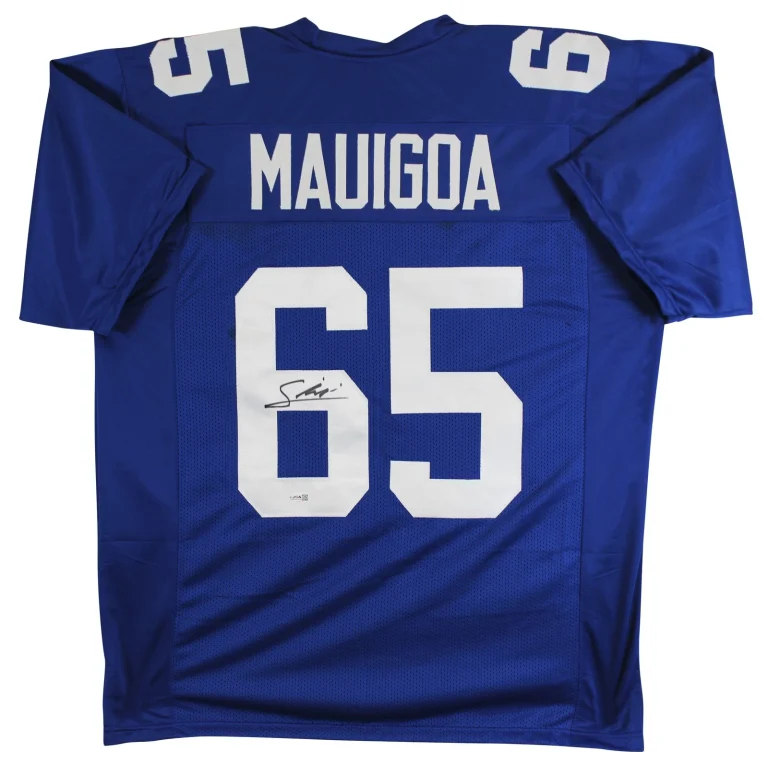 Francis Mauigoa Authentic Signed Blue Pro Style Jersey Autographed JSA