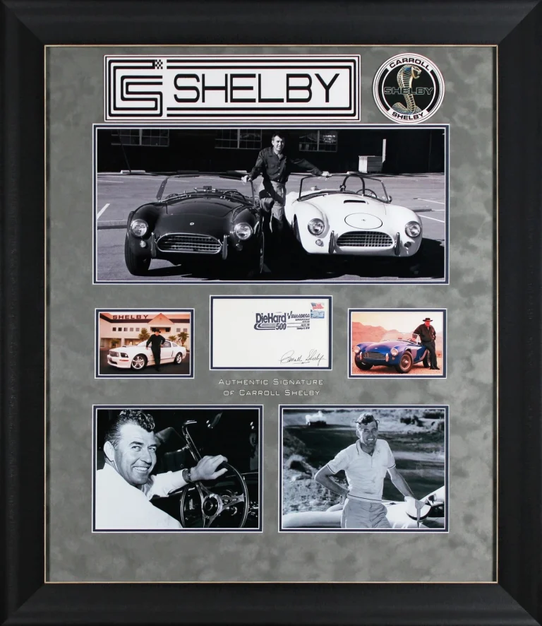 Carroll Shelby Signed 3.5x6 First Day Cover Envelope Framed Display BAS #AE13450