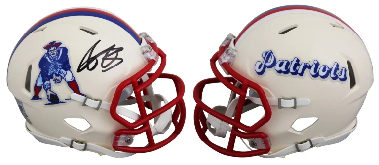 Patriots A.J. Brown Authentic Signed Retro Speed Mini Helmet BAS Witnessed