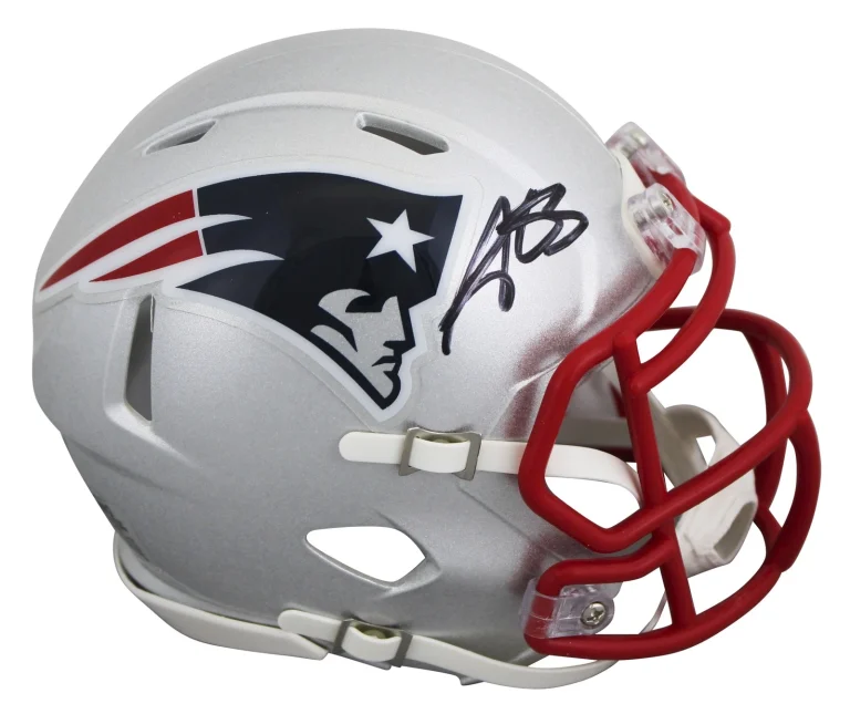 Patriots A.J. Brown Authentic Signed Speed Mini Helmet Autographed BAS Witnessed