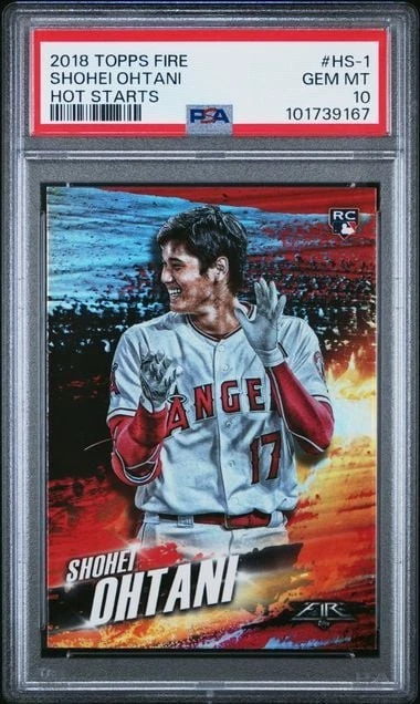 Graded 2018 Topps Fire Shohei Ohtani #HS1 Hot Starts Rookie RC Card PSA 10