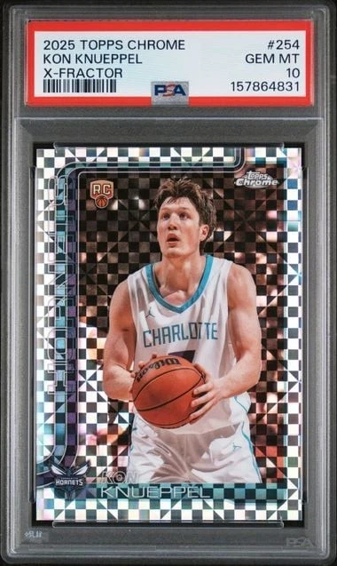 Graded 2025 Topps Chrome Kon Knueppel #254 Xfractor Rookie RC Card PSA 10