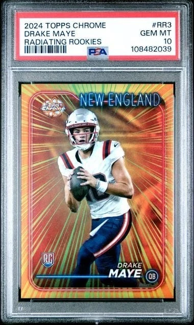 Graded 2024 Topps Chrome Drake Maye #RR3 Radiating Rookies RC PSA 10