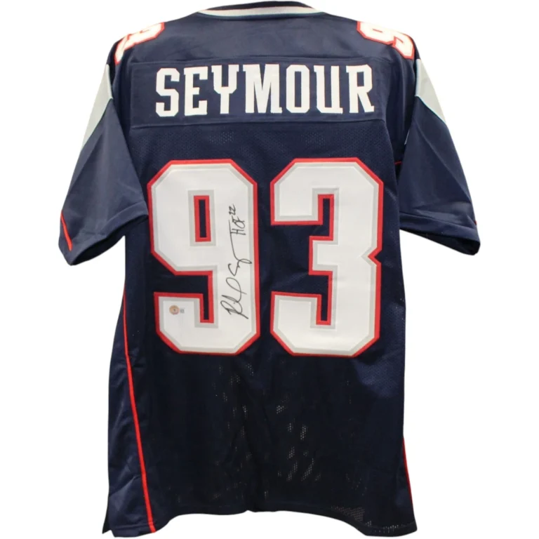 Richard Seymour Autographed Pro Style Sz XL Blue Jersey Beckett Witness 57908