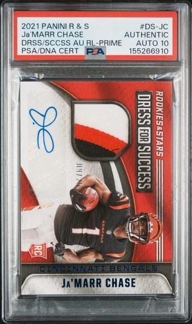 Graded 2021 Panini R&S Ja'Marr Chase #DSJC Patch Auto /25 RC PSA 10 Auto