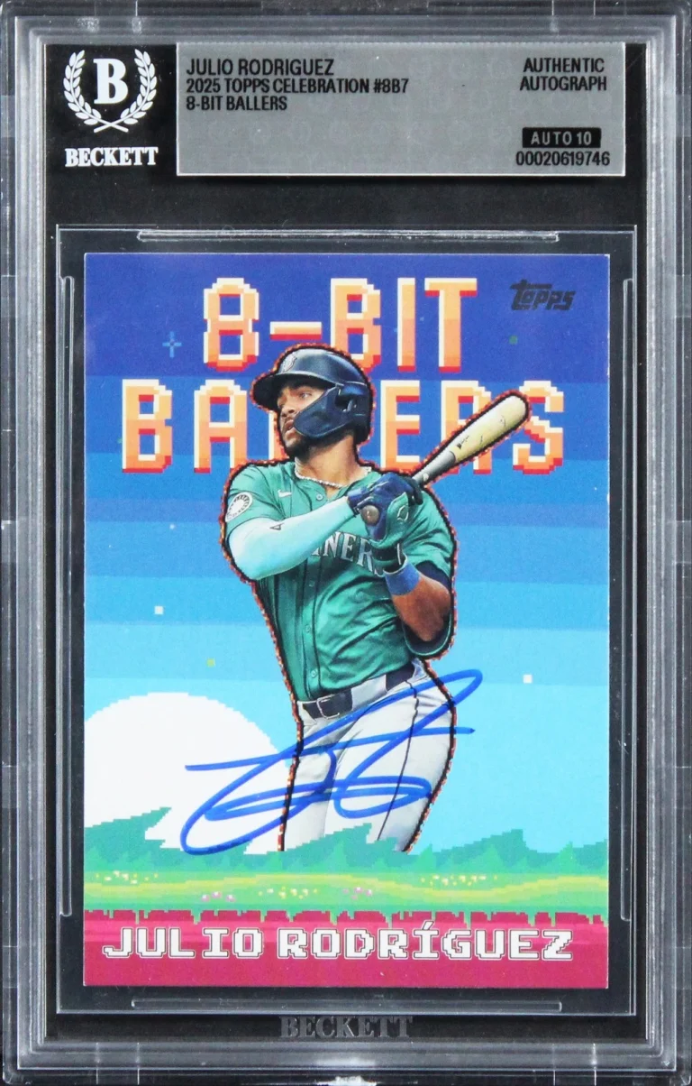 Mariners Julio Rodriguez Signed 2025 Topps #8B7 Card Auto Grade 10! BAS Slabbed