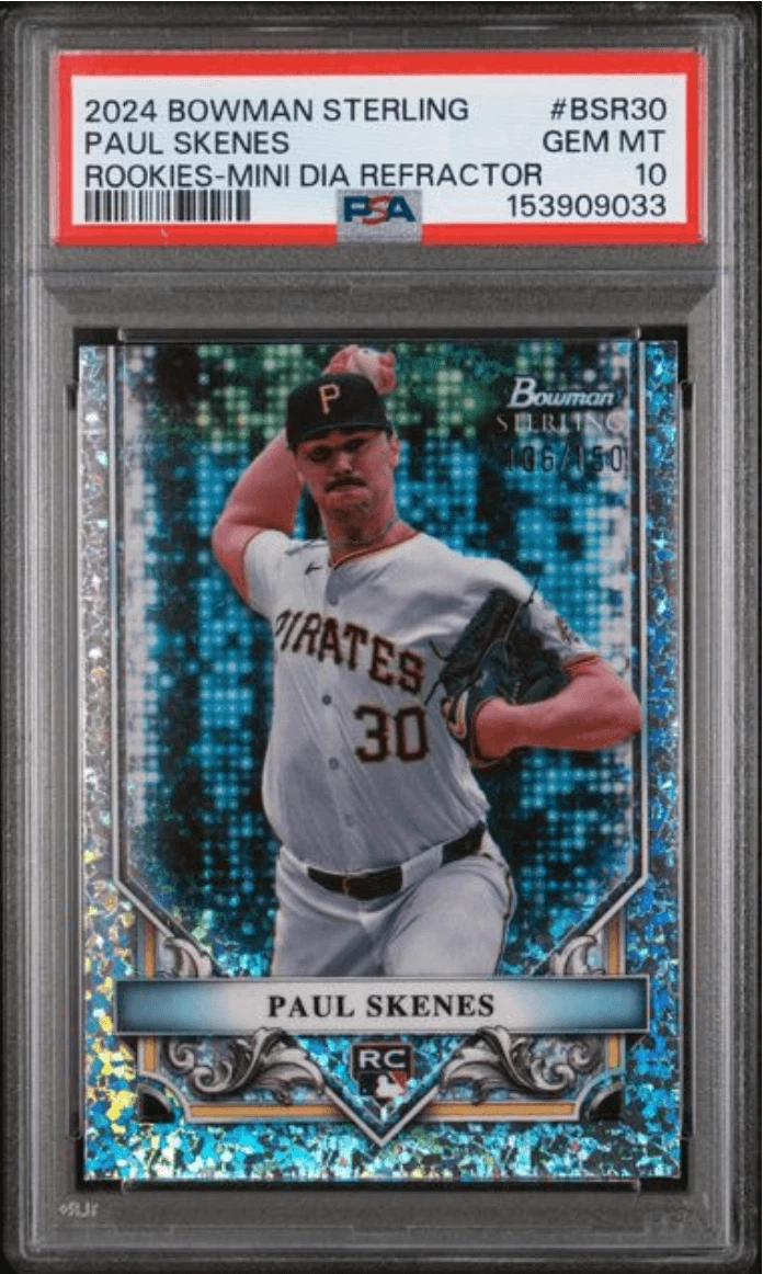 Graded 2024 Bowman Sterling Paul Skenes #BSR30 Mini DMD REF /150 RC PSA 10