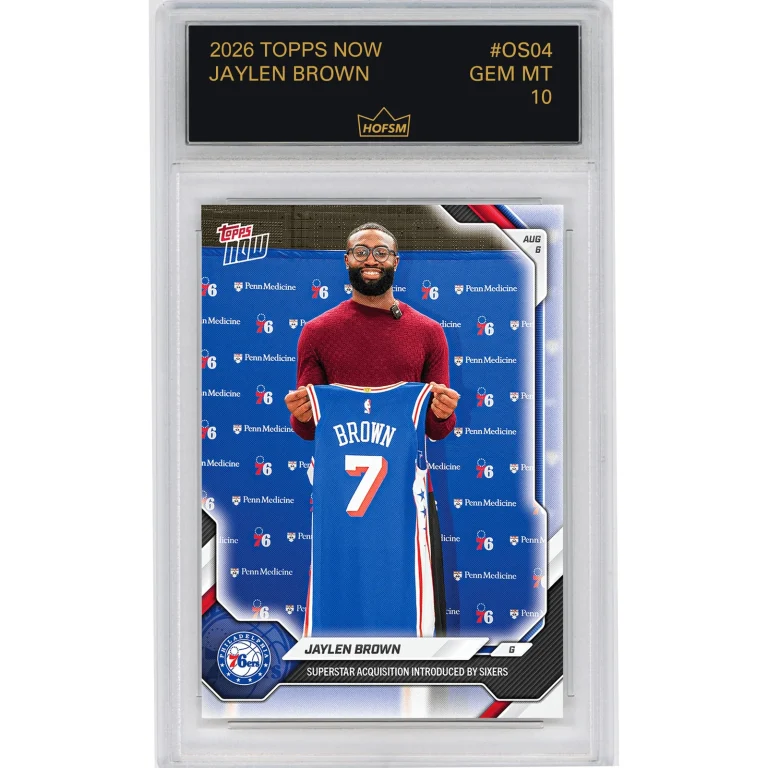 Graded 2026 Topps Now Jaylen Brown #OS04 Philadelphia 76ers Card HOFSM 10