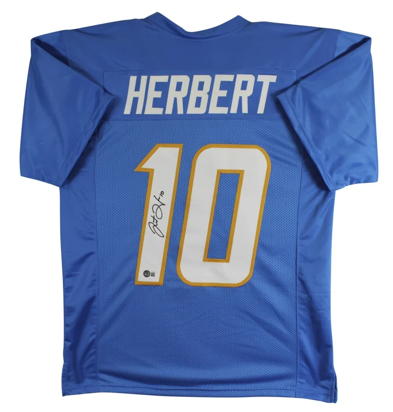 Justin Herbert Authentic Signed Powder Blue Pro Style Jersey BAS Wit #WL44100