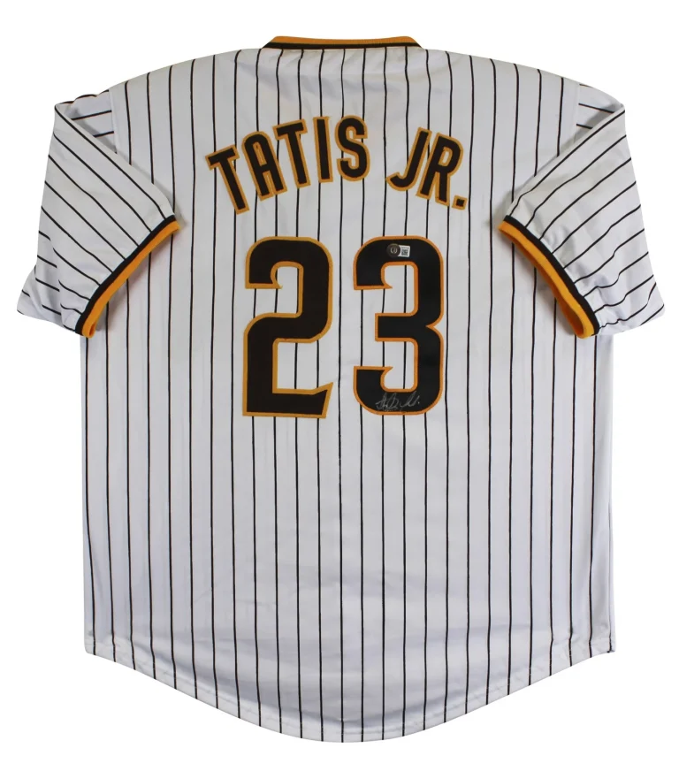Fernando Tatis Jr. Signed White Pinstripe Pro Style Jersey BAS Witness #WK97148