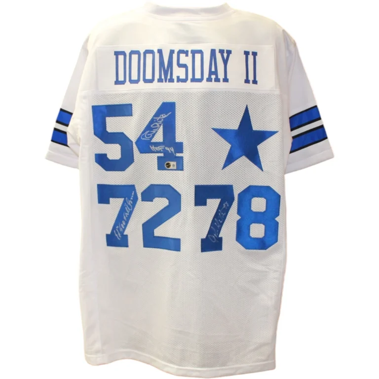 Doomsday II Defense Dutton White Jones Signed Pro Style XL Jersey Beckett 55450