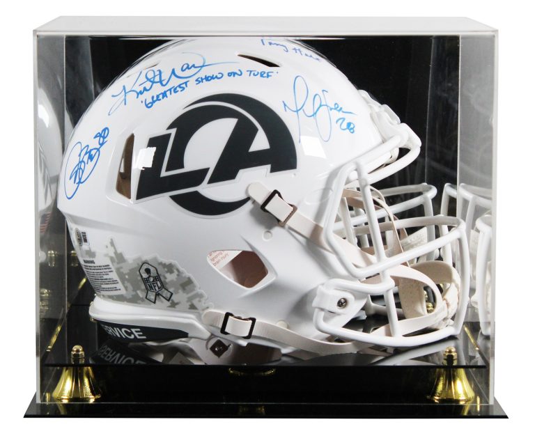 (4) Bruce, Warner, Faulk +1 Signed STS III F/S Speed Proline Helmet W/ Case BAS