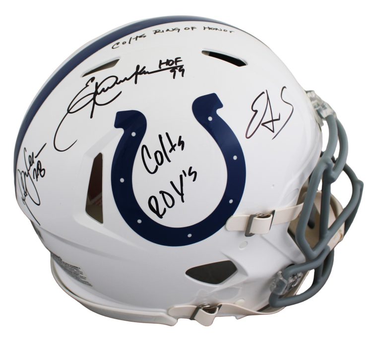 Colts (3) Faulk, Dickerson & James Signed Full Size Speed Proline Helmet BAS Wit