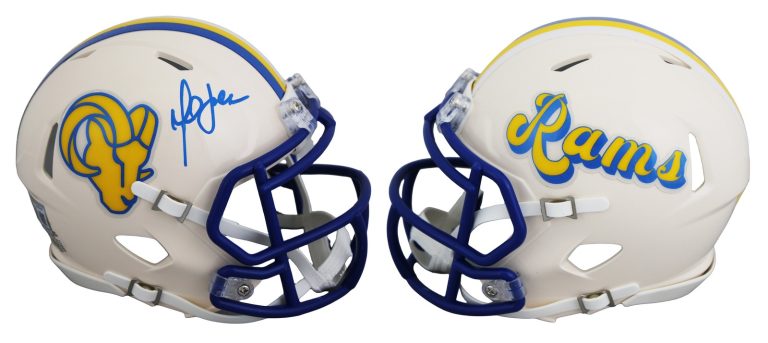 Rams Marshall Faulk Authentic Signed Retro Speed Mini Helmet BAS Witnessed