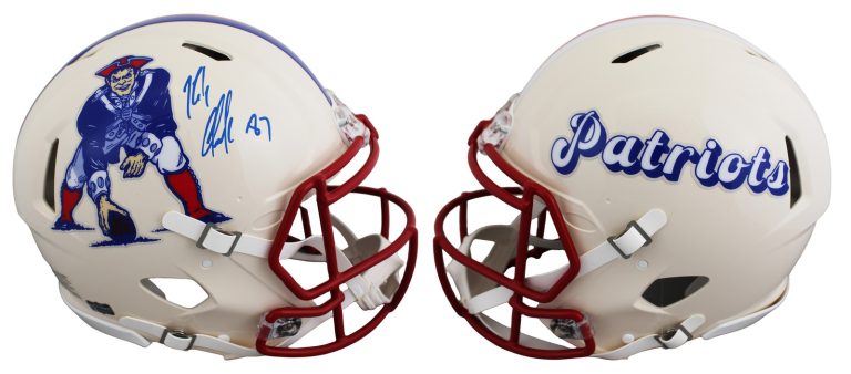 Patriots Rob Gronkowski Signed Retro Full Size Speed Proline Helmet BAS Witness