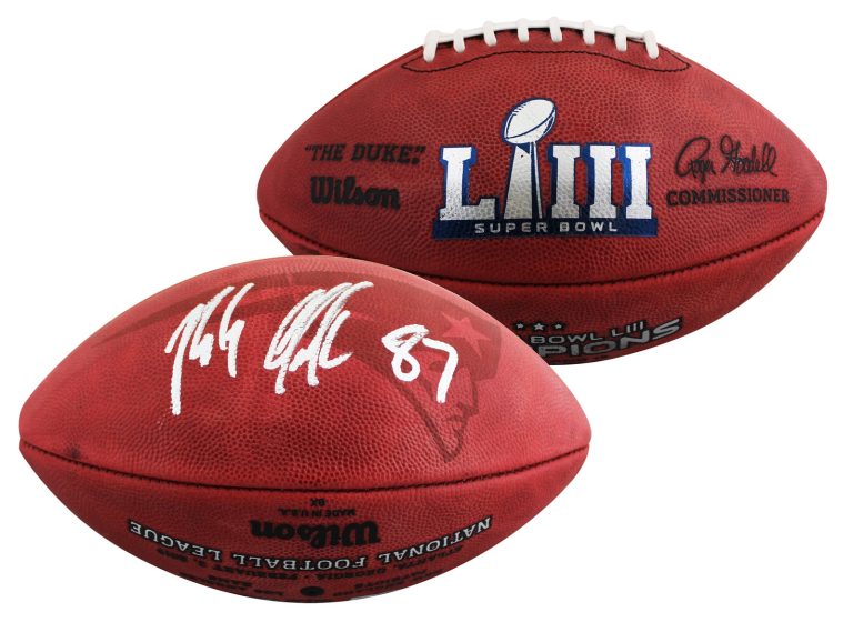 Patriots Rob Gronkowski Signed SB LIII Logo Wilson 