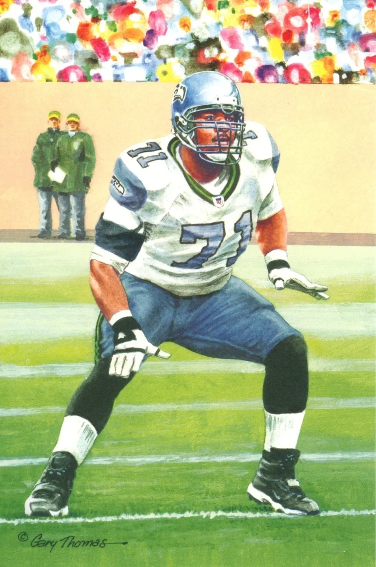 Walter Jones Seattle Seahawks Goal Line Art Card Class of 2014 58095