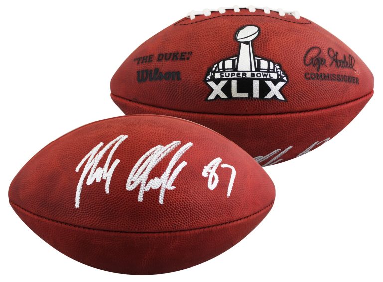 Patriots Rob Gronkowski Signed SB XLIX Logo Wilson 