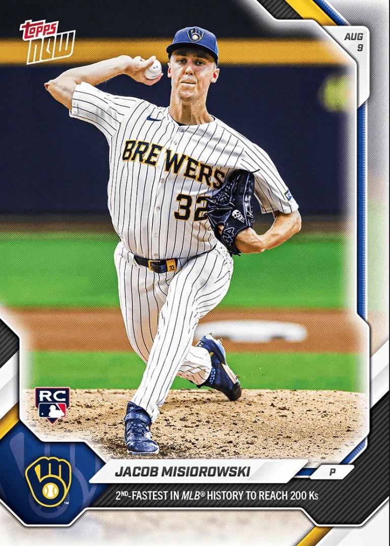 2026 Topps Now Jacob Misiorowski #543 Milwaukee Brewers RC Baseball Card