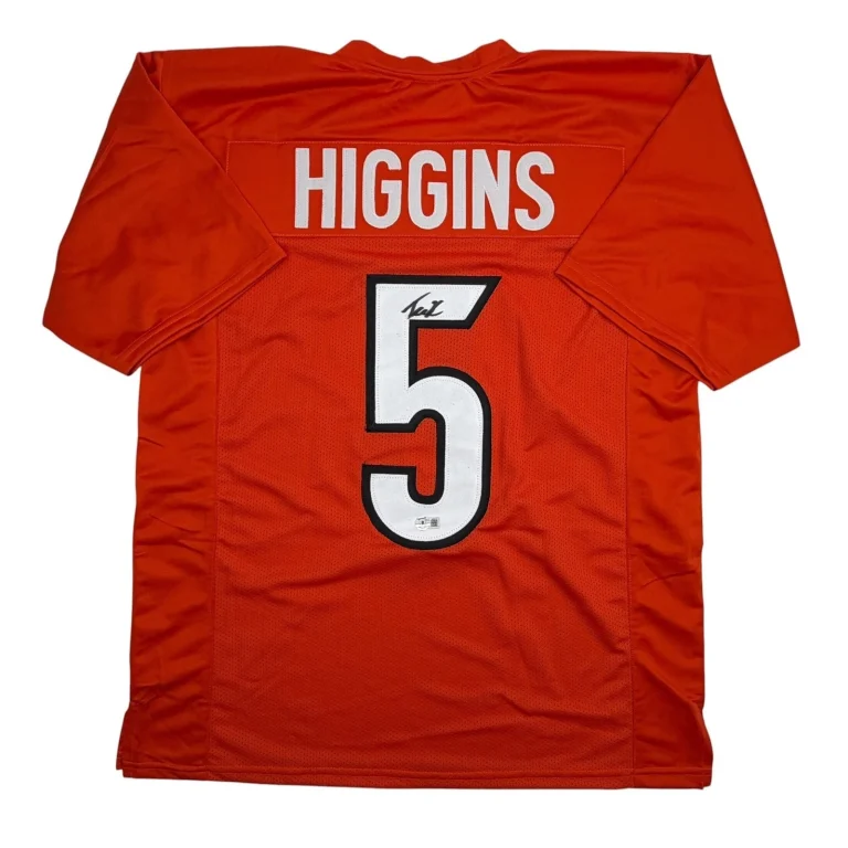 Autographed/Signed Tee Higgins Cincinnati Orange Jersey Beckett BAS COA
