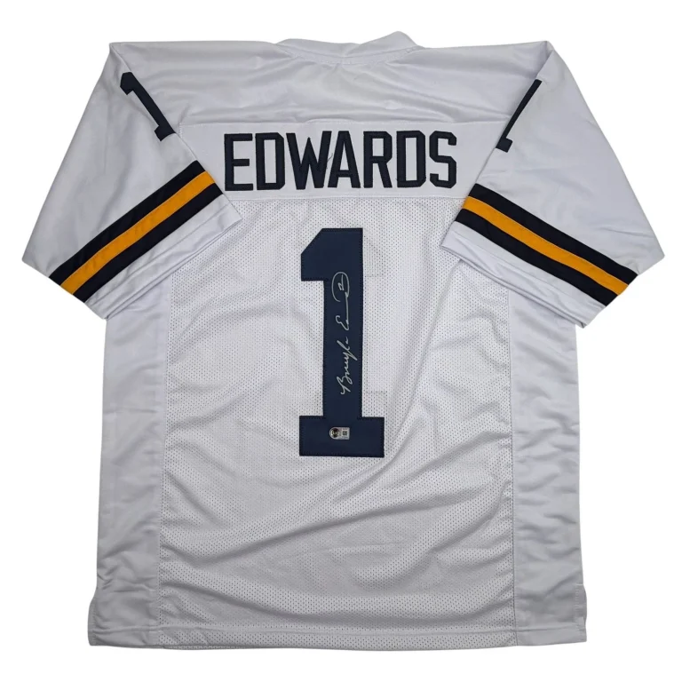 Autographed/Signed Braylon Edwards Michigan White Jersey Beckett BAS COA
