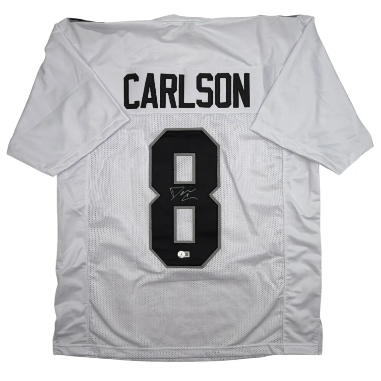 Autographed/Signed Daniel Carlson Las Vegas White Jersey Beckett BAS COA