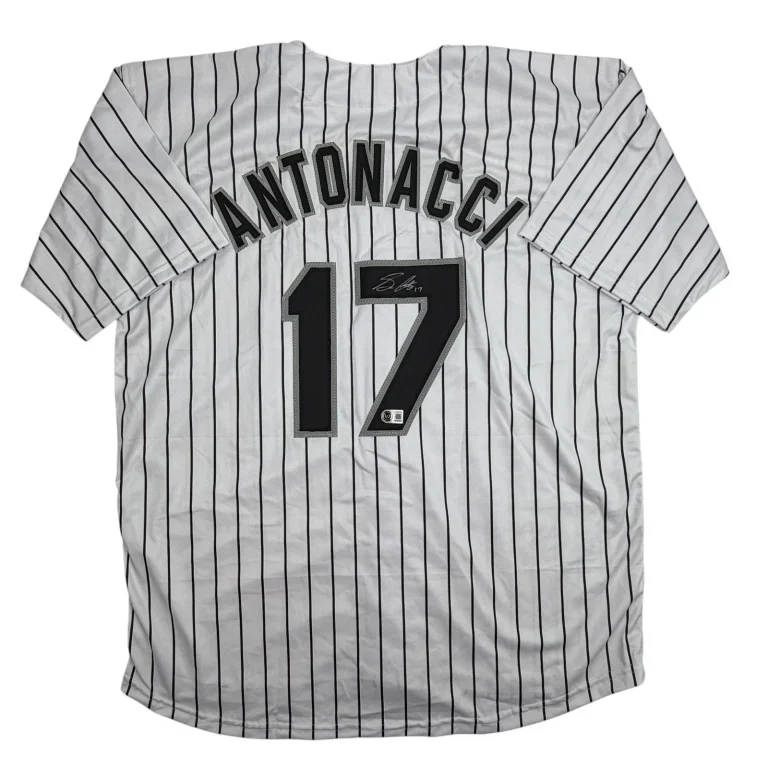 Autographed/Signed Sam Antonacci Chicago Pinstripe Jersey Beckett BAS COA