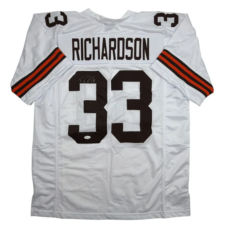 Autographed/Signed Trent Richardson Cleveland White Football Jersey JSA COA