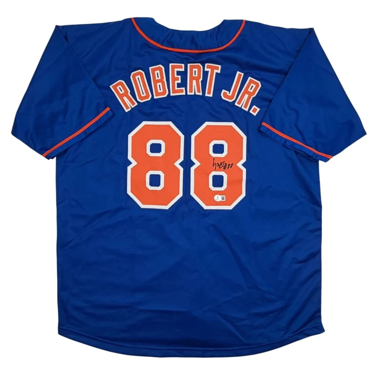 Autographed/Signed Luis Robert Jr. New York Blue Jersey Beckett BAS COA