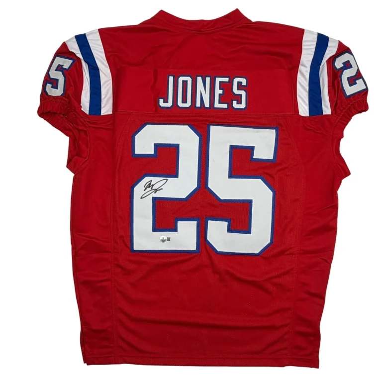 Autographed/Signed Marcus Jones New England Red Cut Jersey Beckett BAS COA