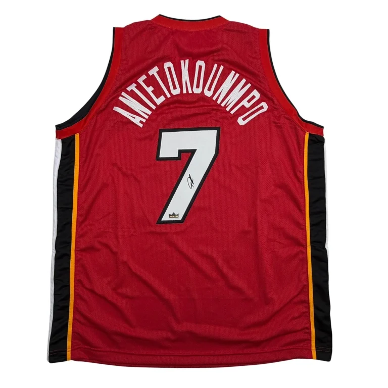 Facsimile Autographed Giannis Antetokounmpo Miami Red Reprint Jersey XL