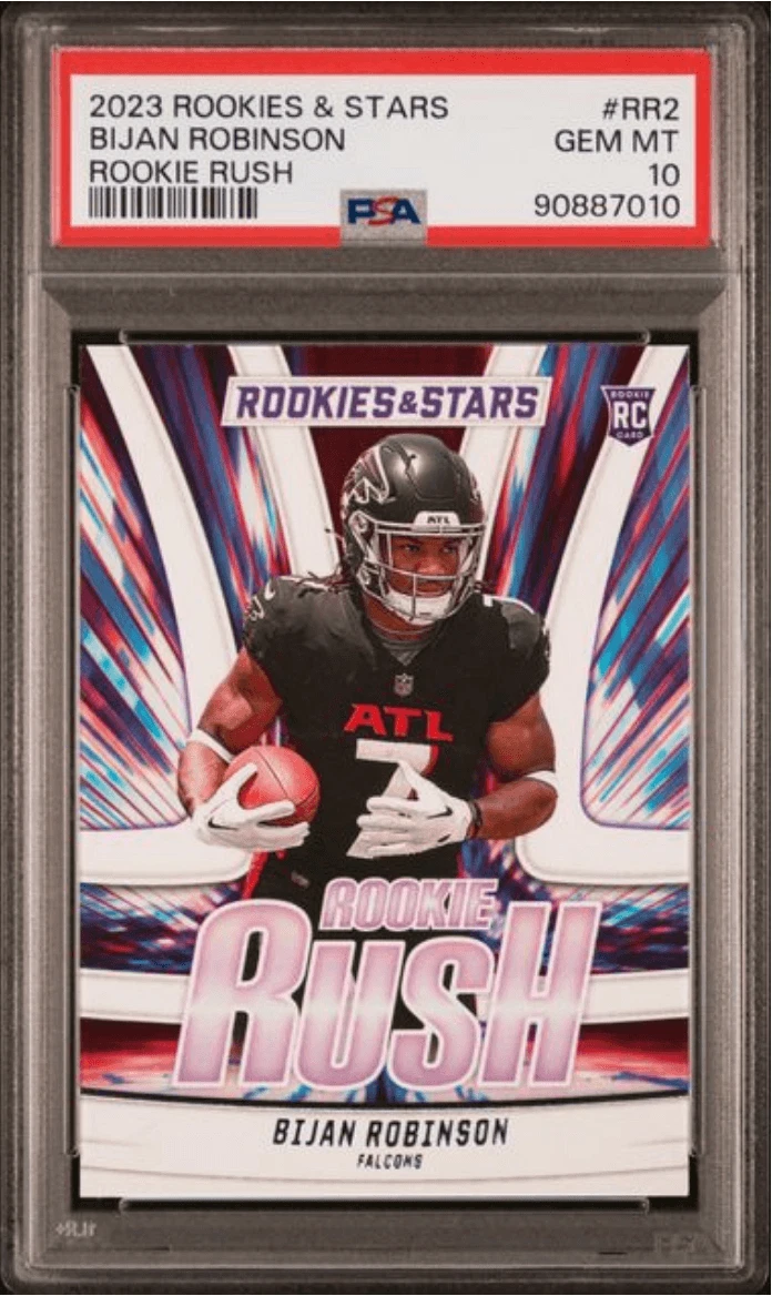 Graded 2023 Panini R&S Bijan Robinson #RR2 Rookie Rush Football Card PSA 10