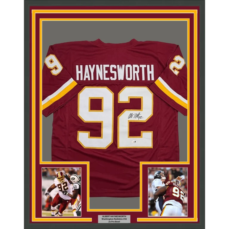 Framed Signed Albert Haynesworth Washington Maroon Football Jersey JSA COA