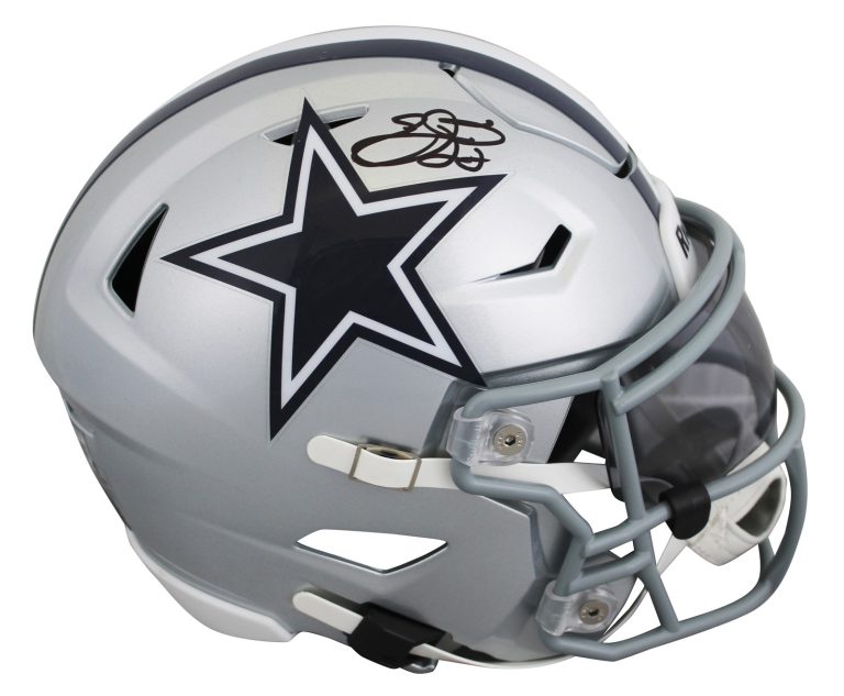 Cowboys Emmitt Smith Signed Flex Midi Replica Mid Size Helmet BAS Witnessed