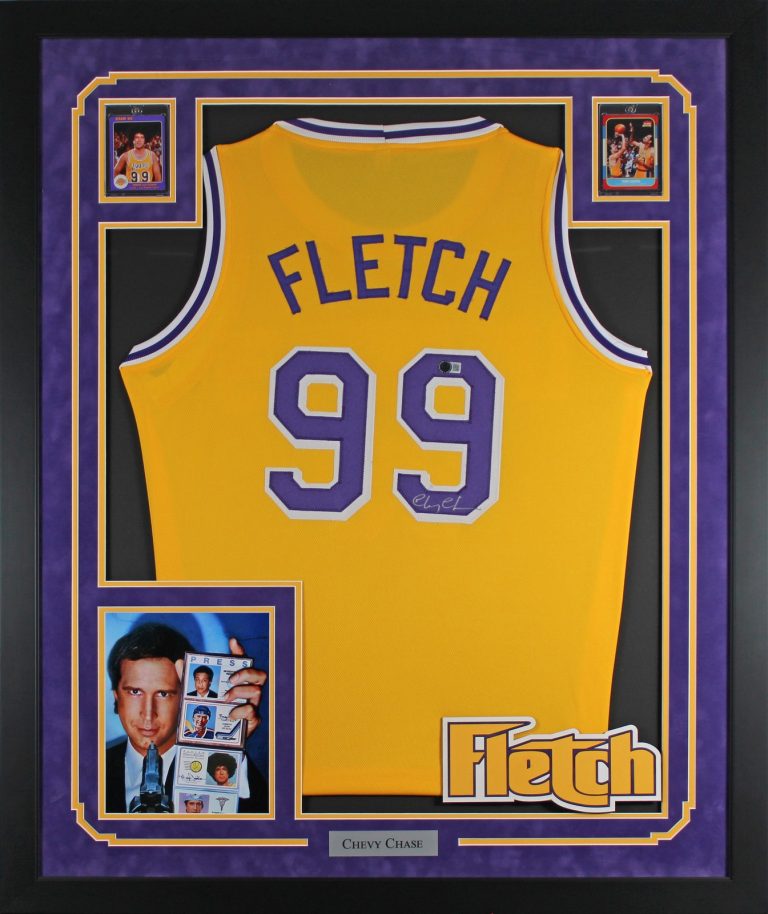Chevy Chase Authentic Signed Yellow Fletch Pro Style Framed Jersey BAS #BM43470