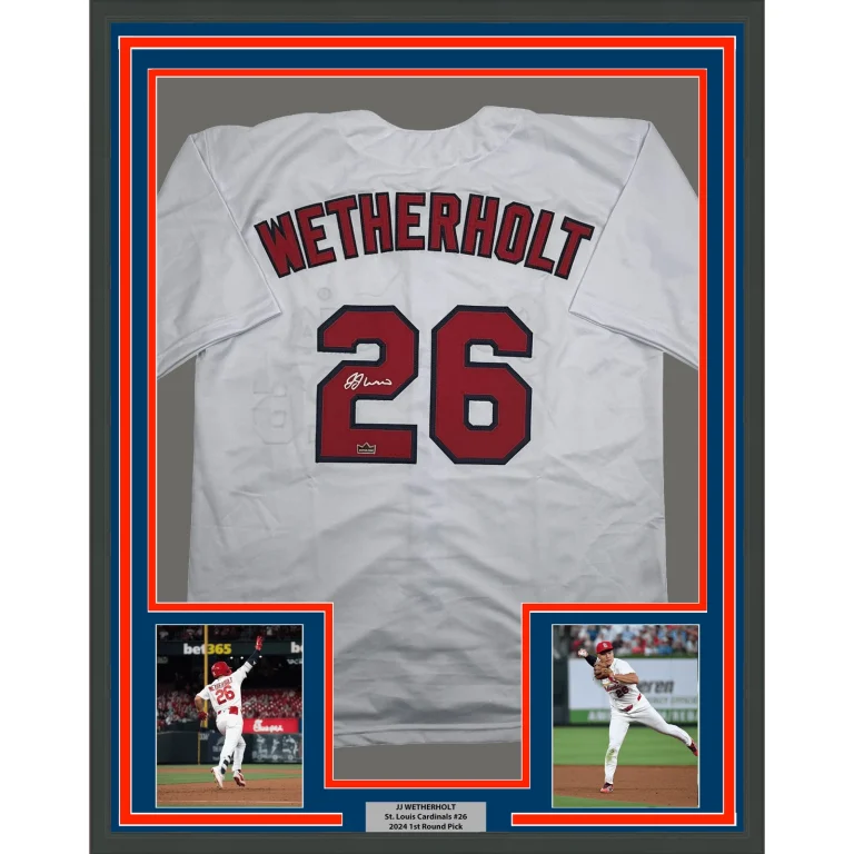 Framed Facsimile Autographed JJ Wetherholt St. Louis White Reprint Jersey