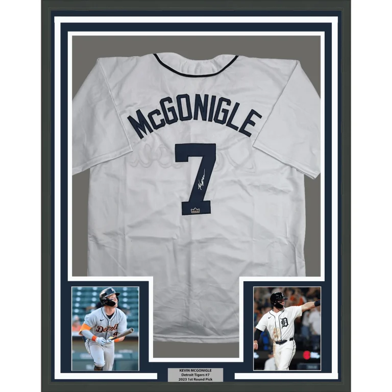 Framed Facsimile Autographed Kevin McGonigle Detroit White Reprint Jersey