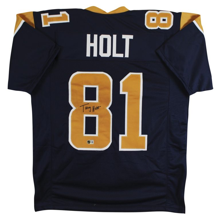 Torry Holt Authentic Signed Navy Pro Style Jersey Autographed BAS Witnessed