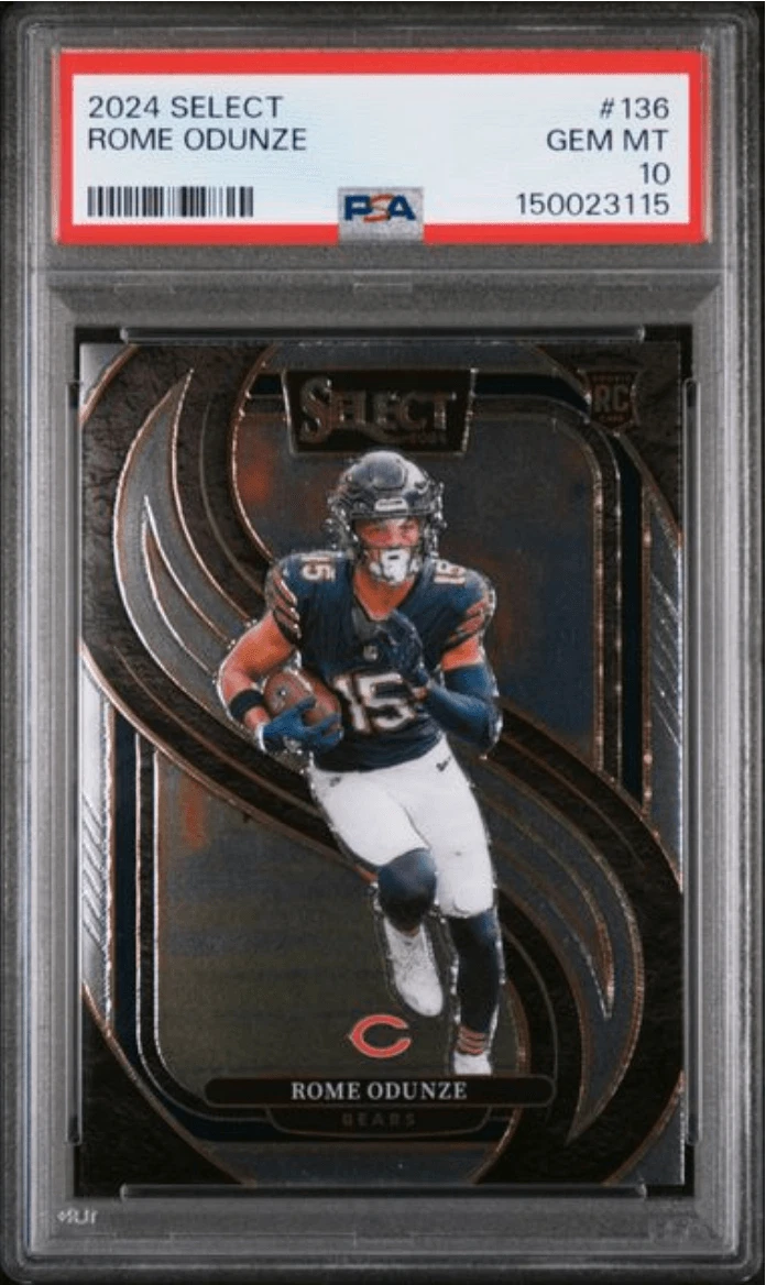 Graded 2024 Panini Select Rome Odunze #136 Rookie RC Football Card PSA 10