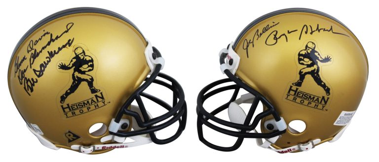 Heisman Winners (5) Staubach, Davis +3 Signed HT VSR4 Mini Helmet JSA #YY75193