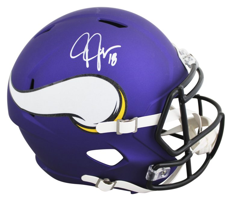Vikings Justin Jefferson Signed Full Size Speed Rep Helmet BAS Witness #4W861771