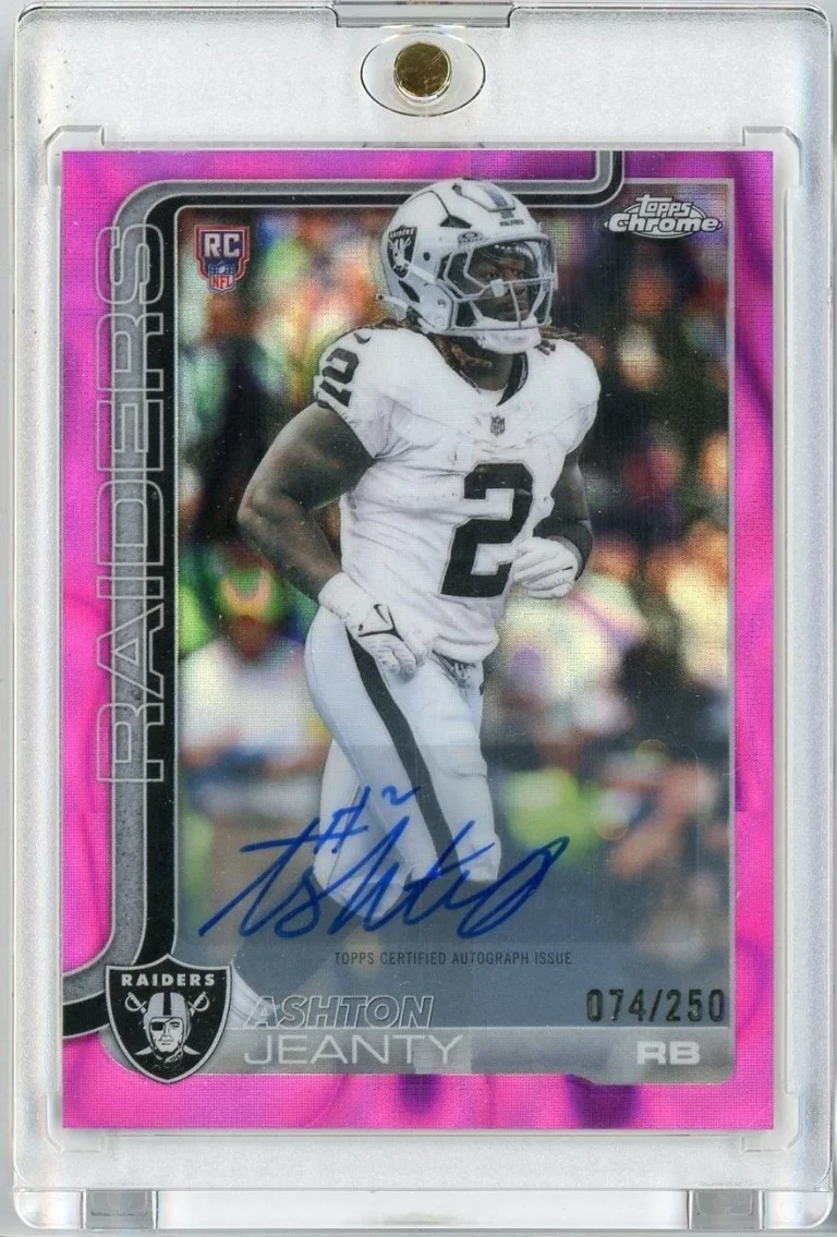 2025 Topps Chrome Ashton Jeanty #RAAJ Pink Lava Auto /250 RC Football Card