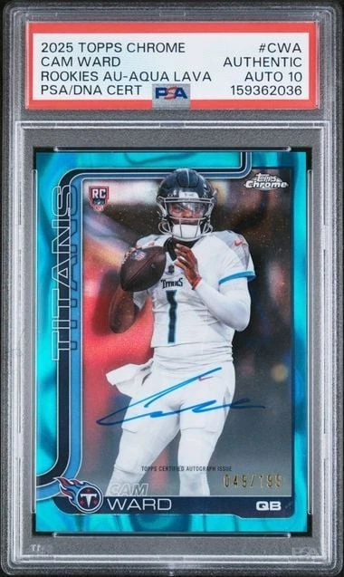 2025 Topps Chrome Cam Ward #RACWA Aqua Lava Auto /199 RC PSA 10 Auto