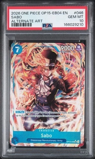 Graded 2026 One Piece Sabo #046 OP15 EB04 EN Alternate Art TCG PSA 10