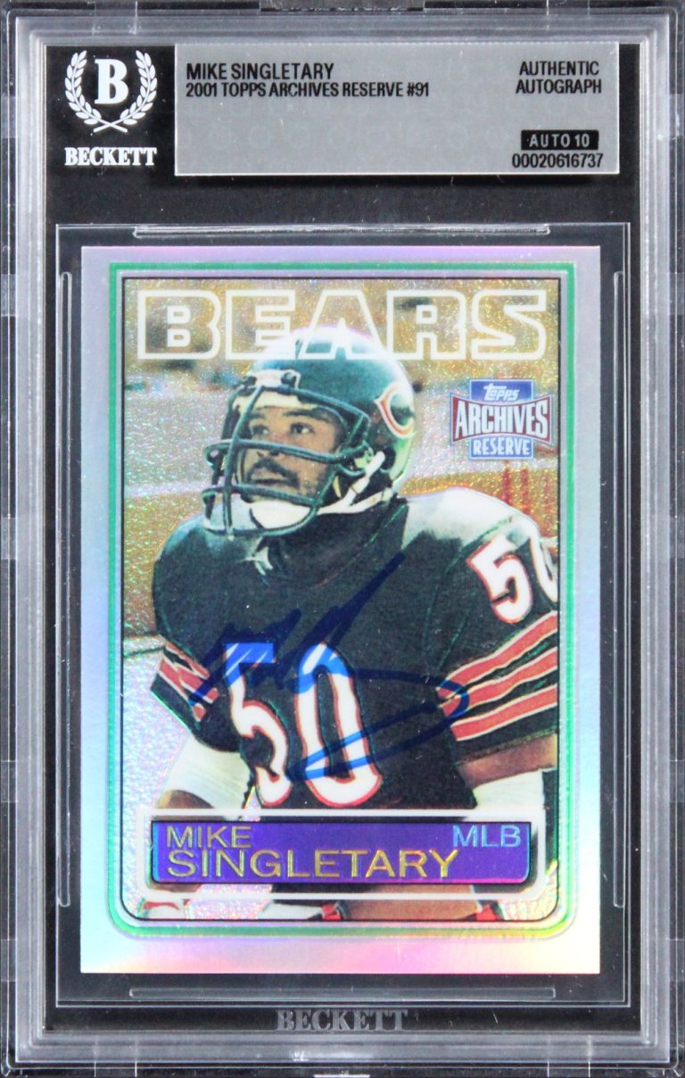 Bears Mike Singletary Signed 2001 Topps Archives #91 Card Auto 10! BAS Slabbed